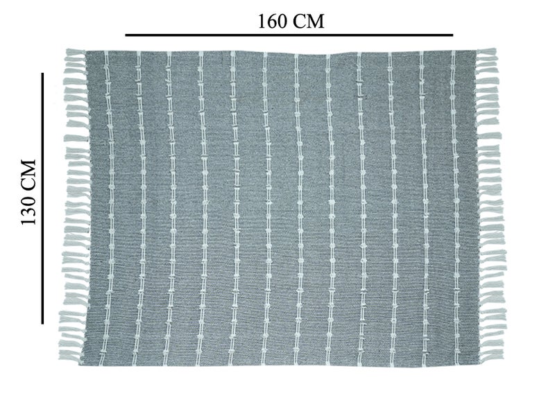 Ambrosia 130 × 160 سم بطانية رمي 100% قطن بلون رمادي فحمي 400GSM ناعمة مزينة بحواف بوهيمية غطاء أريكة عداء سرير ديكور منزلي مريح - Image 4